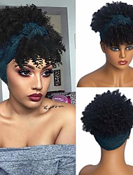 cheap -Headband Wigs For Black Women,Short Kinky Curly Headband Wig,Synthetic Head Wrap Wigs 2 In 1 Puff Wig Turban Wig Scarf Wig Afro Wig（no colored headband）