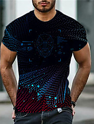 cheap -Men&#039;s T shirt Tee 3D Print Graphic Technology Crew Neck Daily Sports Print Short Sleeve Tops Casual Classic Designer Big and Tall Black Blue / Summer