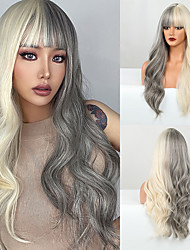 cheap -Synthetic Wig Natural Wave With Bangs Wig 26 inch Ombre Color Synthetic Hair Women&#039;s Cosplay Fashion Fluffy Mixed Color