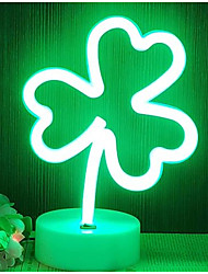 cheap -St. Patrick&#039;s Day Lights Shamrock Neon Night Lamp Leave Shape Lamp Lucky LED Neon Signs For Home Decoration Green Lights USB Or AA Battery Power