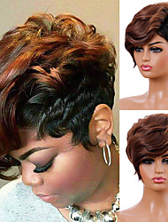 cheap -Brown Wigs for Women Short Curly Brown Wigs with Bangs Natural Short Haircuts for Women Synthetic Short Curly Wigs for Black Women Ombre Brown Short Pixie Cut Curly Wigs for Black Women