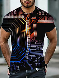 cheap -Men&#039;s T shirt Tee 3D Print Graphic Technology Crew Neck Daily Sports Print Short Sleeve Tops Casual Classic Designer Big and Tall Black Blue / Summer