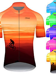 cheap -21Grams® Men&#039;s Short Sleeve Cycling Jersey Gradient 3D Bike Jersey Top Mountain Bike MTB Road Bike Cycling Green Purple Yellow Polyester Breathable Ultraviolet Resistant Quick Dry Sports Clothing