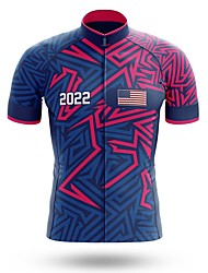 cheap -21Grams® Men&#039;s Short Sleeve Cycling Jersey American / USA Bike Top Mountain Bike MTB Road Bike Cycling Blue Spandex Polyester Breathable Quick Dry Moisture Wicking Sports Clothing Apparel