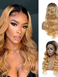 cheap -Body Wave Ombre Lace Front Wig Human Hair Pre Plucked with Baby Hair 13x4 Highlight Lace Front Wig Human Hair Natural Hairline Natural Black to Honey Blonde Lace Frontal Human Hair Wigs For Black Wome