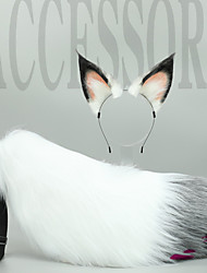 cheap -Hand-made Cosplay Props Beast Ears Headdress Beast Tail Accessories Walnut Fox Ears Headband Foxtail Suit