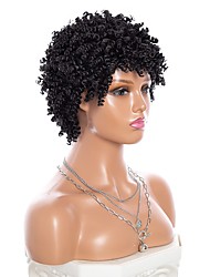 cheap -Short Afro Kinky Curly Wigs Twist Hair 8“ for Black Women Wig Synthetic Heat Resistant Wigs Natural Looking Premium Wigs 180G (Black)