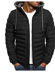 cheap -Men&#039;s Down Daily Outdoor Winter Regular Coat Zipper Turndown Regular Fit Warm Casual Jacket Long Sleeve Color Block Quilted Lake blue Gray Green