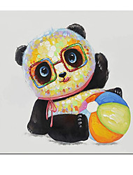 cheap -Oil Painting Handmade Hand Painted Wall Art Modern Cute Baby Panda Playing With A Ball Animal Home Decoration Decor Rolled Canvas No Frame Unstretched