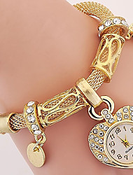 cheap -Cute Golden Silver Heart Bracelet Watch  Style Girl Women Heart Steel Band Bracelet Lover Watch Gift for Girlfriend
