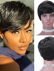 cheap -Pixie Cut Wig Short Straight Human Hair Wigs For Black Woman Full Machine Made Highlight Ombre Color Glueless Remy Human Hair