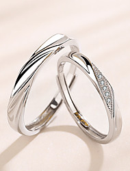 cheap -Couple Rings Gift Silver S925 Sterling Silver Elegant Fashion 2pcs / Couple&#039;s / Adjustable Ring / Daily