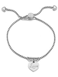 cheap -Women&#039;s Clear Bracelet Classic Heart Stylish Simple Titanium Steel Bracelet Jewelry Silver / Golden For Wedding Gift