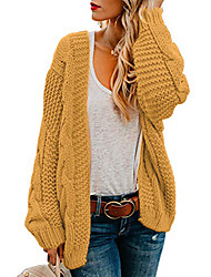 cheap -Women&#039;s Cardigan Knitted Solid Color Basic Casual Chunky Long Sleeve Loose Sweater Cardigans Open Front Fall Winter Black Green Red / Going out