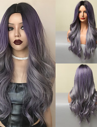 cheap -Synthetic Wig Wavy Middle Part Machine Made Wig 26 inch Ombre Color Synthetic Hair Women&#039;s Fashion Exquisite Fluffy Gradient / Daily Wear