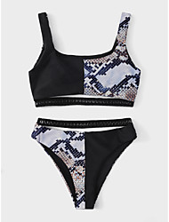 cheap -Women&#039;s Swimwear Bikini 2 Piece Normal Swimsuit Slim Leopard Leopard Print Multi-Color Camisole Strap Bathing Suits New Vacation Fashion / Sexy / Padded Bras