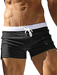 cheap -Mens Swim Trunk Quick Dry Light Weight Short Pants Drawstring Board Shorts Black2-M