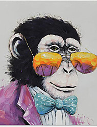 cheap -Oil Painting Handmade Hand Painted Wall Art Domineering Wearing Glasses Gorilla Animal Abstract Home Decoration Decor Stretched Frame Ready to Hang