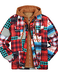 cheap -Men&#039;s Jacket Street Daily Going out Fall Winter Regular Coat Zipper Buttoned Front Hoodie Regular Fit Warm Multi layer Breathable Casual Streetwear Jacket Long Sleeve Plaid / Check Quilted Full Zip