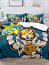 cheap -Duvet Cover Set  CAT   2/3 Piece Bedding Set with 1 or 2 Pillowcase For Kids Teens Adults Bedroom Astronaut sky (Single Twin  only 1pcs)