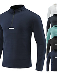 cheap -Men&#039;s Long Sleeve Running Shirt Compression Clothing Top Athleisure Winter Elastane Thermal Warm Quick Dry Soft Fitness Running Sportswear Solid Colored Green White Black Grey Dark Navy Activewear