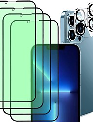 cheap -[6PCS] For Apple iPhone 13 12 Pro Max mini 11 Pro Max 4 pcs Anti-glare Green Light Tempered Glass Screen Protector + 2 pcs High Definition (HD) Ultra Thin Scratch Proof Camera Lens Protector