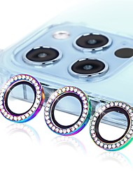 cheap -[1 Set] Camera Lens Protector For Apple iPhone 13 12 Pro Max mini 11 Pro Max Tempered Glass High Definition (HD) Ultra Thin Metal Bling Diamond Camera Lens Cover Sticker Protector