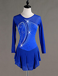cheap -Figure Skating Dress Crystals / Rhinestones Women&#039;s Girls&#039; Training Performance Long Sleeve High Mesh Spandex