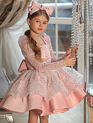 cheap -Kids Little Girls&#039; Dress Sequin Party Wedding Birthday Sequins Pink Long Sleeve Princess Dresses Spring Summer 3-10 Years