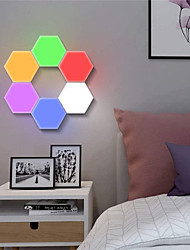 cheap -LED Quantum Lamp LED Hexagon Wall Lamp Touch Sensor DIY RGBW Honeycomb Light Colorful Night Light Bedroom Modular Lamp 2X 4X 6X With Remote Controller