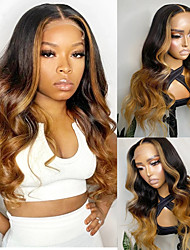cheap -130% Density High Quality 100% Human Hair Full Lace Wig with Body Wave Middle Part Ombre Color &amp; Highlight Wig for Women