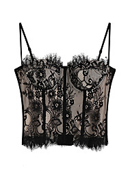 cheap -Corset Women&#039;s Corset Tops Breathable Comfortable Backless Embroidery Lace Flower Hook &amp; Eye Polyester Party &amp; Evening Valentine&#039;s Day Club Spring Summer Black