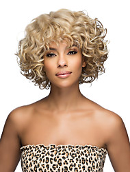 cheap -Synthetic Wig Afro Curly Asymmetrical Wig Short A1 Synthetic Hair Women&#039;s Cosplay Soft Fashion Blonde