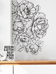cheap -Literary Sketch Peony Flower Living Room Hall Bedroom Porch Home Wall Decoration Wall Stickers Self-adhesive