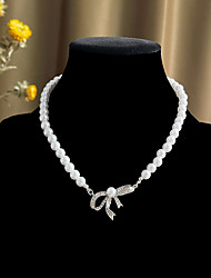 cheap -Choker Necklace Necklace Women&#039;s Classic Bowknot Artistic Elegant Fashion Cute Sweet Cute Lovely Wedding White 40 cm Necklace Jewelry 1pc for Wedding Gift Daily Engagement Prom irregular