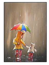 cheap -Oil Painting Handmade Hand Painted Wall Art Modern Abstract Children Walking In The Rain Home Decoration Decor Rolled Canvas No Frame Unstretched