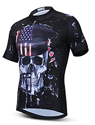 cheap -21Grams® Men&#039;s Short Sleeve Cycling Jersey Skull American / USA Bike Top Mountain Bike MTB Road Bike Cycling Black Spandex Polyester Breathable Quick Dry Moisture Wicking Sports Clothing Apparel
