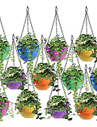cheap -5 Pieces Durable Plastic Hanging Flower Pot with Chain (PACK OF 5) Hanging Planter Flowerpot Wall Decoration Garden Decor