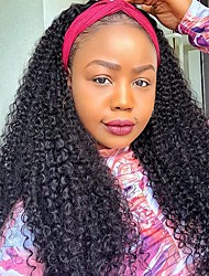 cheap -Curly Headband Wig Human Hair Wigs for Black Women Full Machine Made Wigs Brazilian Hair Capless Wigs Glueless Remy Curly None Lace Front Wigs Human Hair 14-26 Inch