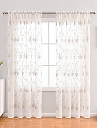 cheap -1 Panel White Semi Sheer Curtain Window Drapes Window Decor Flower Embroidered Plain Solid Color For Living Room Bedroom Front Door