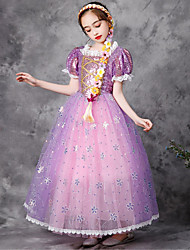 cheap -Tangled Princess Rapunzel Cosplay Costume Flower Girl Dress Vacation Dress Girls&#039; Movie Cosplay Cute Purple Dress Children&#039;s Day New Year Masquerade Organza