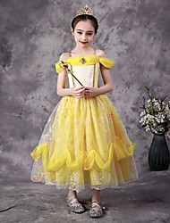 cheap -Princess Belle Cosplay Costume Flower Girl Dress Vacation Dress Girls&#039; Movie Cosplay Cute Yellow Dress Children&#039;s Day New Year Masquerade Polyester