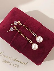 cheap -Women&#039;s White Pearl Stud Earrings Drop Earrings Earrings Single Strand Vertical / Gold bar Vintage Holiday Korean French Sweet Earrings Jewelry Gold For Wedding Gift Daily Engagement Work 1 Pair