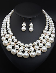 cheap -Women&#039;s Pearl Bridal Jewelry Sets Pearl Necklace Fancy Flower Statement Imitation Pearl Earrings Jewelry White For Party Wedding 1 set