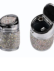 cheap -Car Ashtray Portable Bling Cigarette Smokeless Cylinder Crystal Car Cup Holder Ashtray with Lid Aluminum Alloy High Temperature Resistance Home Outdoor Office Ashtray Car Interior Accessories 1PCS
