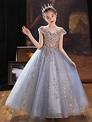 cheap -Cinderella Princess Cosplay Costume Flower Girl Dress Vacation Dress Girls&#039; Movie Cosplay Wedding Cute Blue Dress Children&#039;s Day New Year Masquerade Polyester Organza