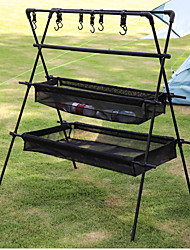 cheap -Outdoor Camping Multi-Layer Triangular Rack Portable Folding Hook Layer Rack Net Pocket Storage Rack