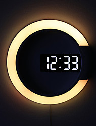 cheap -3D LED Digital Wall Clock Alarm Mirror Hollow Watch Table Clock 7 Colors Temperature Nightlight For Home Living Room Decorations