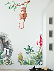 cheap -Cartoon Monkey Elephant Green Plant Wall Stickers Children‘s Bedroom Porch Home Wall Decoration Wall Stickers Self-adhesive
