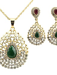 cheap -Women&#039;s Crystal Bridal Jewelry Sets Transparent Blessed Elegant Vintage Earrings Jewelry Green For Party Wedding Two-piece Suit